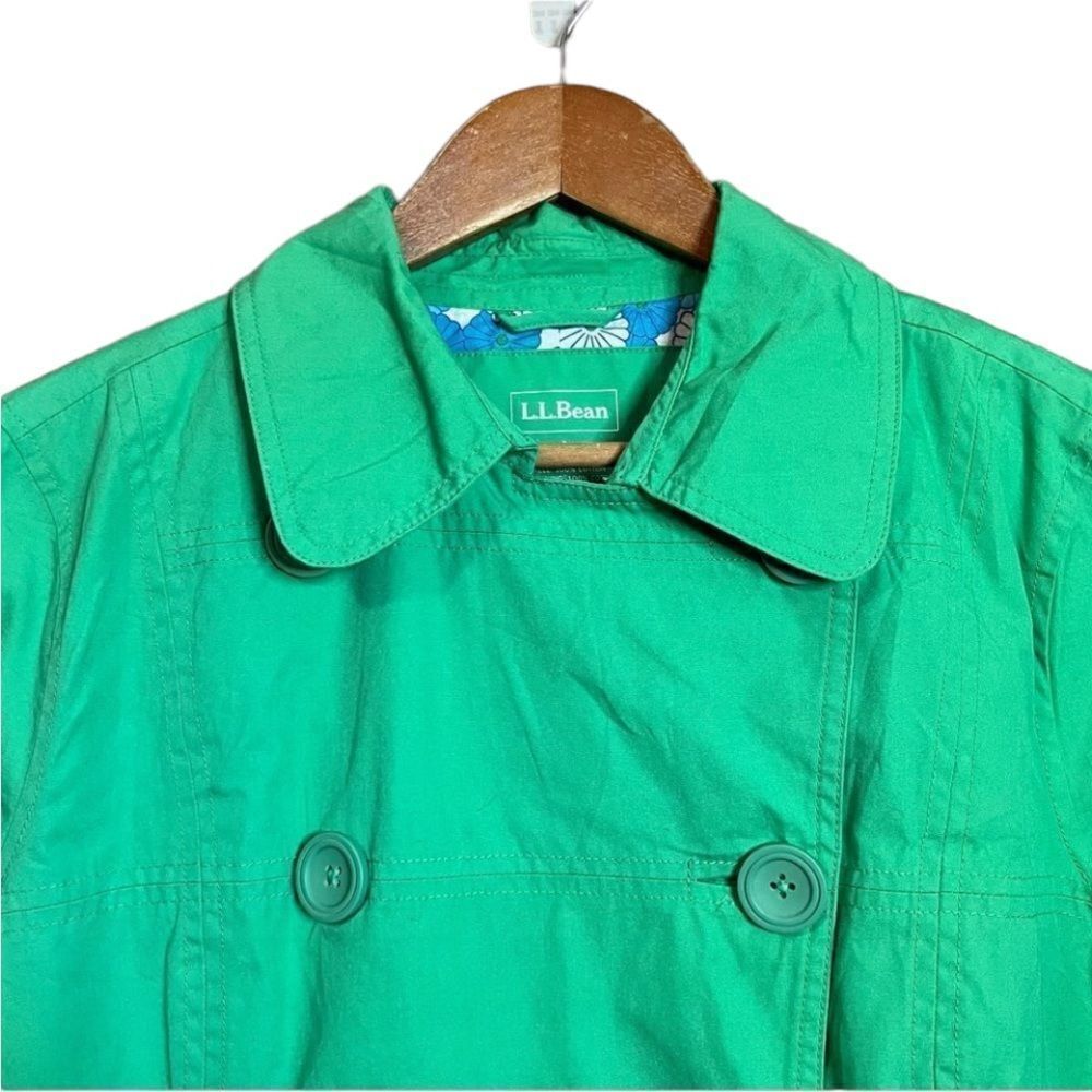 L.L.bean green double button spring coat - Picture 2 of 9